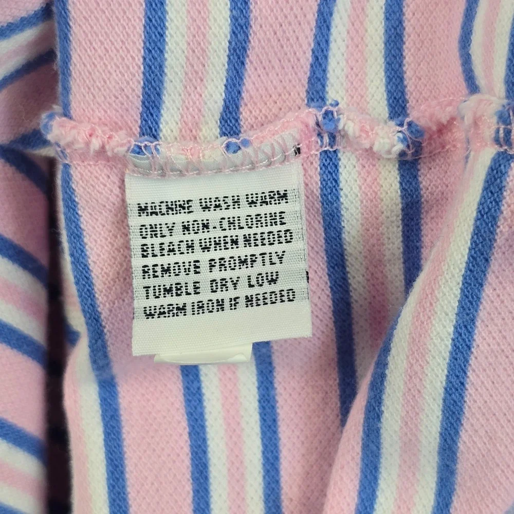 Polo Ralph Lauren Polo Mens L Pink Blue Striped Classic Fit Green Pony Logo
